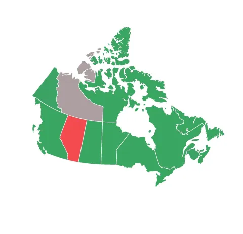 Map of the canadian provinces, with colour coding to indicate clawbacks of the CDB